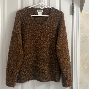 Gallagher Mohair Blend V-Neck Sweater in Beautiful Fall Shades. EUC